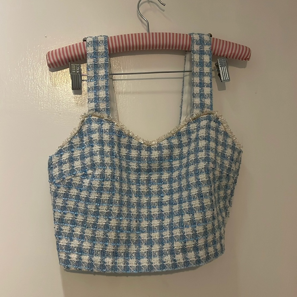 Precious blue and white crop bustier